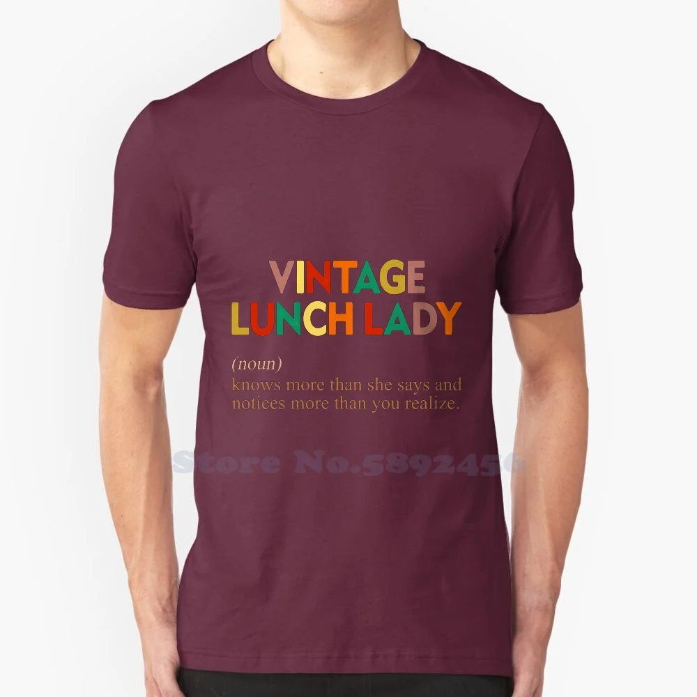 Vintage Lunch Lady Definition Knows More Than She Says High-Quality 100% cotton T-Shirt