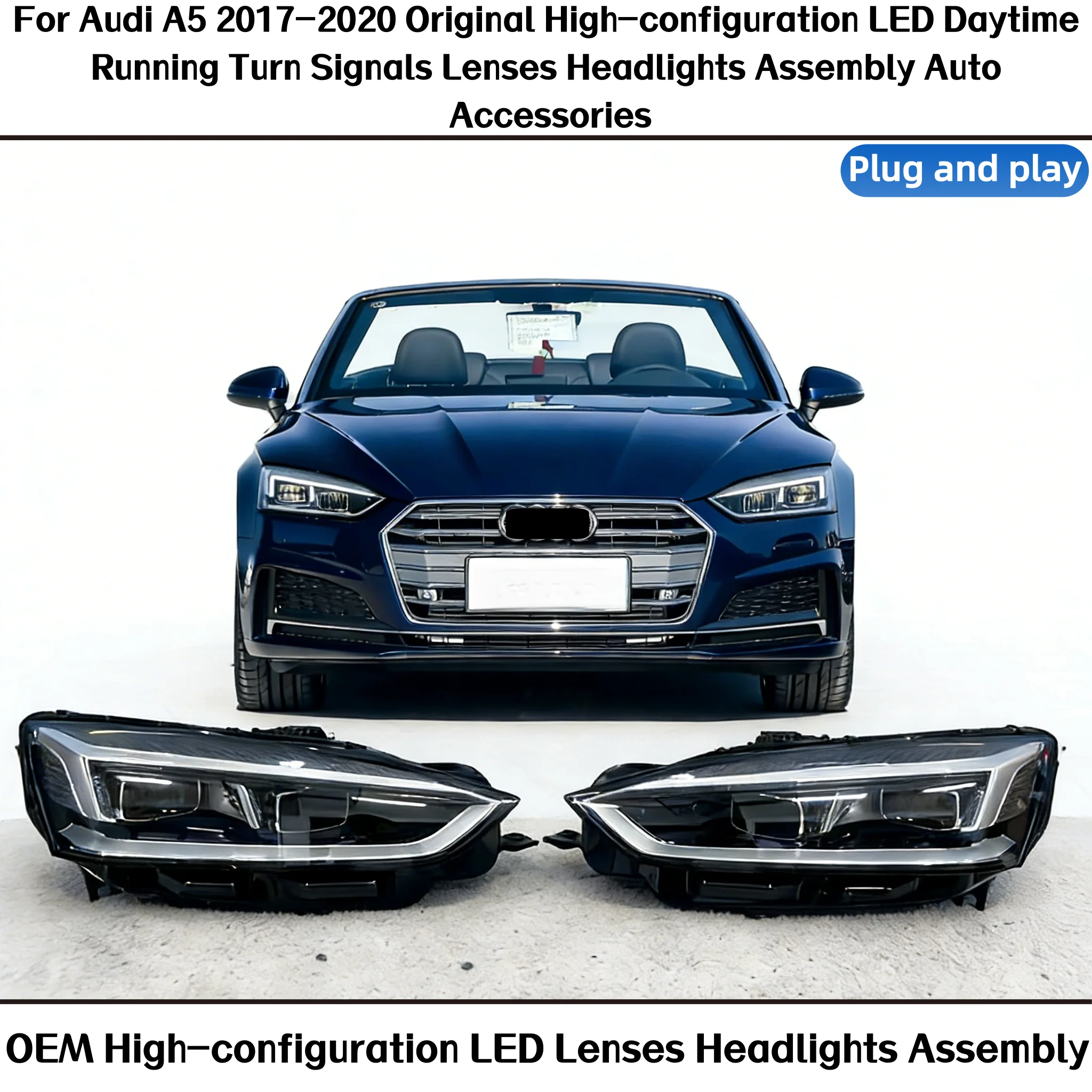 

For Audi A5 2017-2020 Original High-configuration LED Daytime Running Turn Signals Lenses Headlights Assembly Auto Accessories