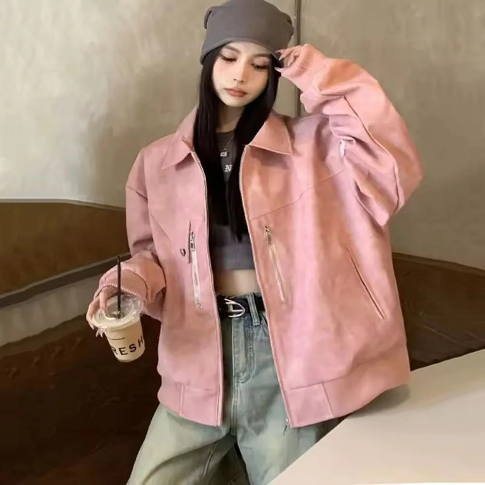 

Ретро-мотоциклетная куртка женская, весна-осень, новая, из искусственной кожи, в гонконгском стиле, верхняя одежда, элегантный жакет, женские топы