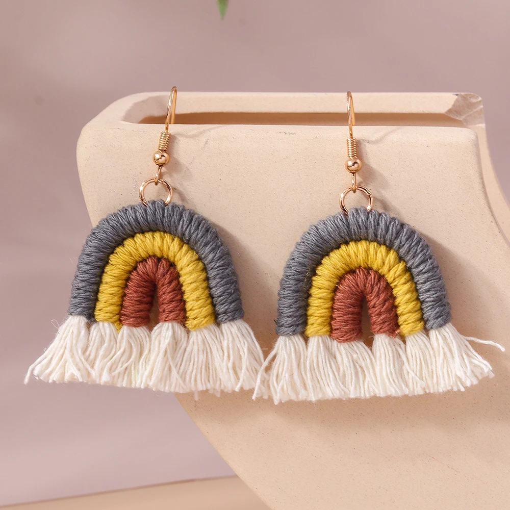Aihua handgemachte gestrickte Regenbogen Kaktus Ohrringe für Frauen Mädchen schöne gehäkelte Wüste grüne Pflanze Ohrringe Sommers chmuck Geschenke – Detail 13
