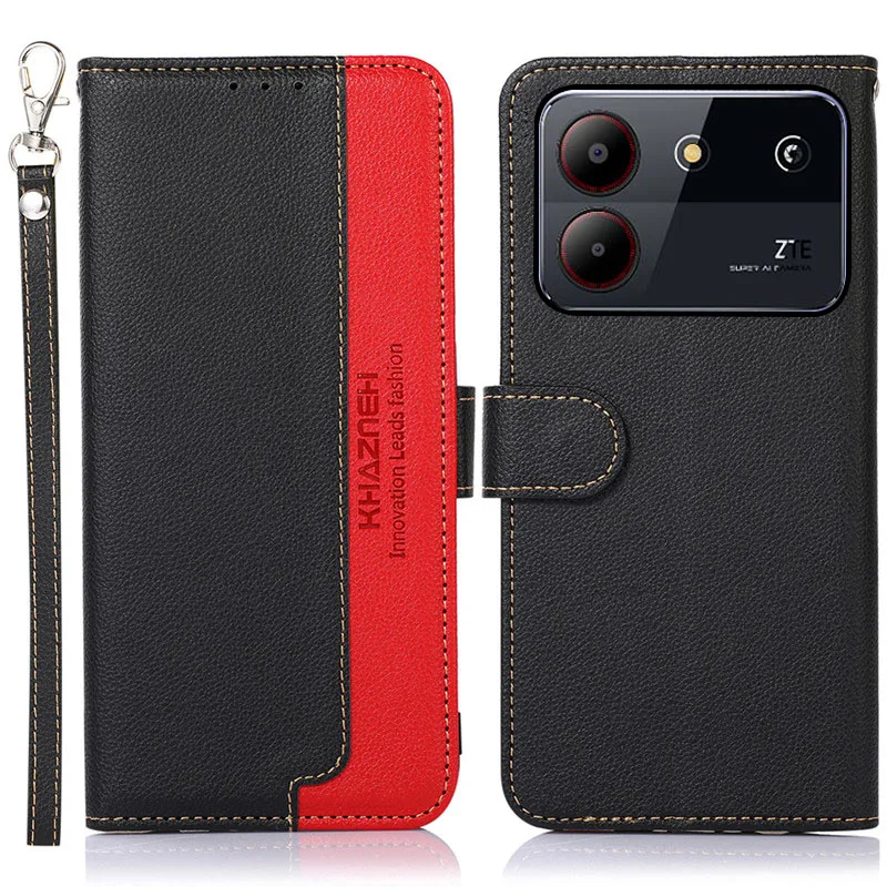 

Flip two-color leather phone Case For ZTE Blade A54 A53 Plus A52 A51 A31 Lite RFID Magnetic shockproof card slot wallet cover