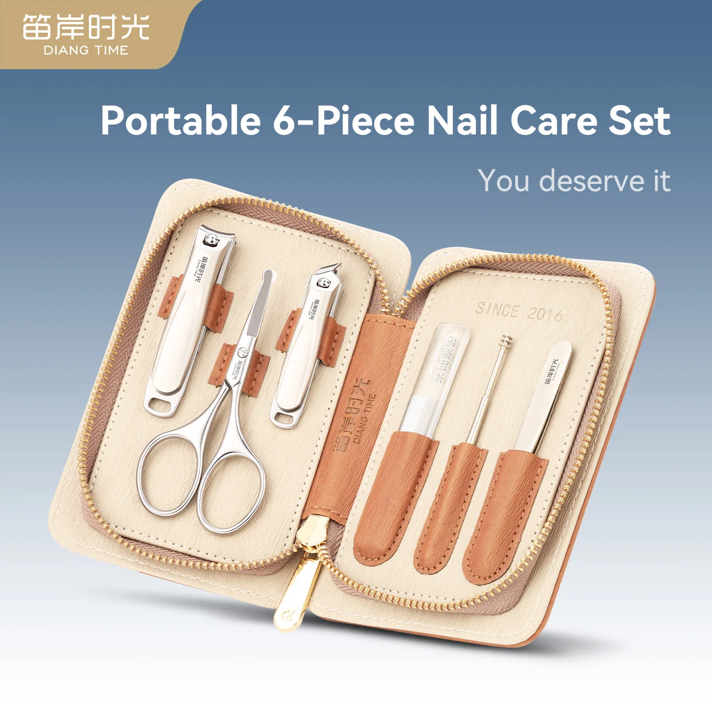 

Professional 6 Piece Nail Care Kit Stainless Steel Manicure Pedicure Deluxe Nail Clipper Set Travel Case Family Grooming Scissor