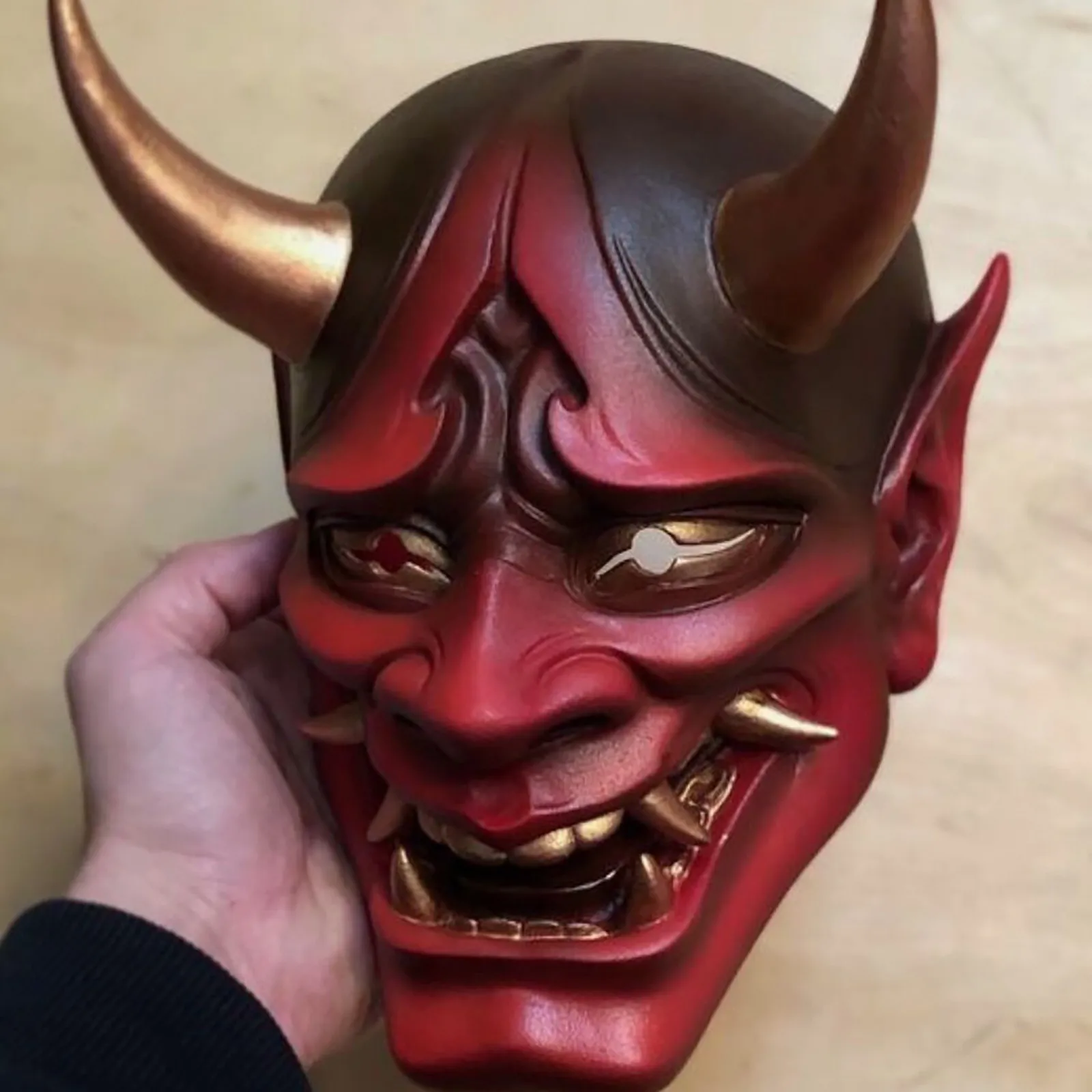 Japońska Prajna Oni maska lateksowa Cosplay samuraj Noh Kabuki zabójca demon duchy twarz przerażające maski impreza z okazji Halloween rekwizyty