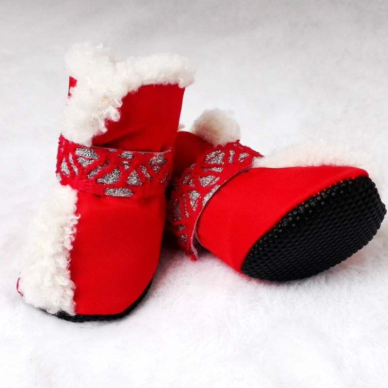 Waterproof Winter Dog Shoes Puppy Anti-Slip Rain Snow Boots Pet Product Thickened Christmas New 4Pcs/set Pet Shoes Dog Costume