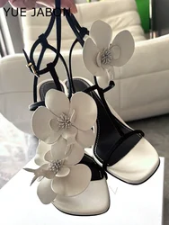 White Flower Luxury Designer High Heels Women Fashion Sandals Female Summer Slingback Sandals Women Party Dress Shoes Pumps