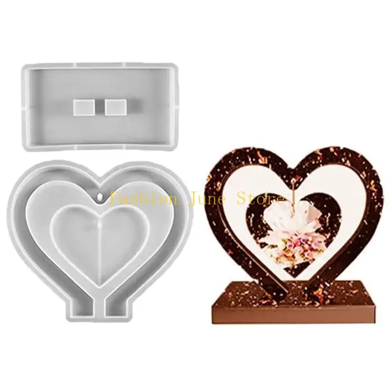 

N5KA силиконовая форма для фоторамки с основанием, двойная форма для литья рождественской елки из эпоксидной смолы, подходит для