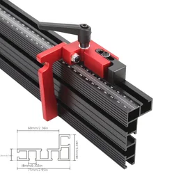 75 Type Black Aluminum Profile Router Fence W/Laser Scale T-Track Table Saw Fence Woodworking T-Slot Miter Track Fence Stopper