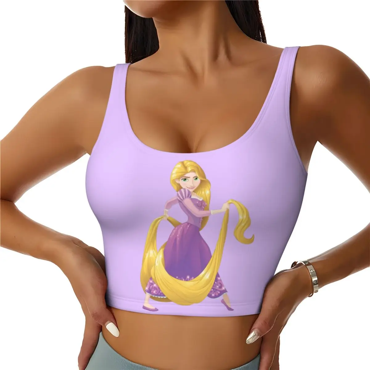 

Custom Movie Tangled Cartoon Pattern Workout Crop Tank Tops for Women Seamless Yoga Running Sports Bras