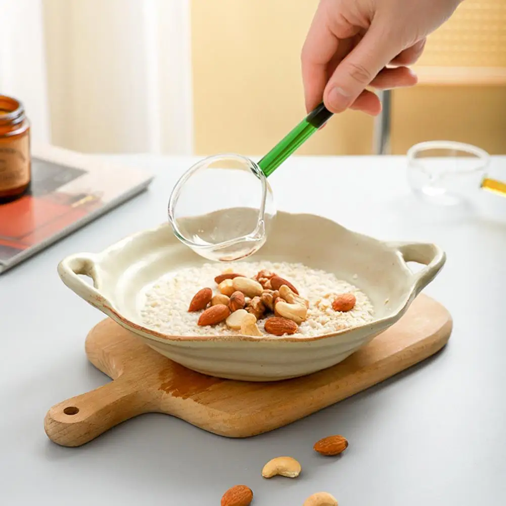 Handmade Glass Long Handle Spoon for Cooking Heat-Resistant Kitchen Utensil for Stirring Serving Scooping Unique Gift for Chefs