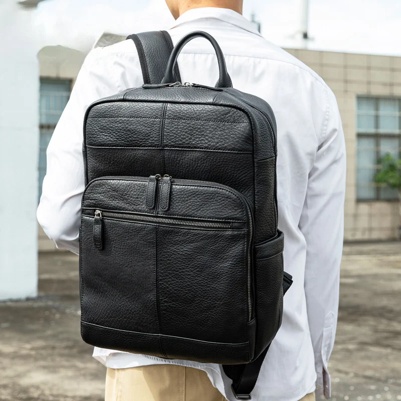 

Высококачественный рюкзак, минималистичный повседневный мужской рюкзак из натуральной кожи, большая вместительная деловая сумка для ноутбука 16 дюймов, мужская сумка