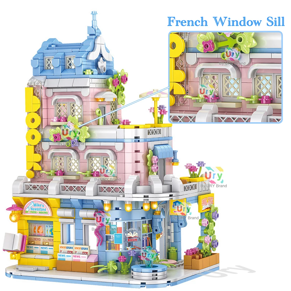City Street View série amis maison boutique magasin de livres bibliothèque rétro bricolage jouets Architecture MOC blocs de construction pour enfants fille cadeau