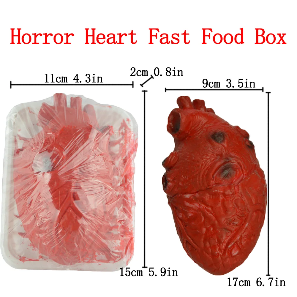 Halloween Blood Falso Organ Prop, Globo do Coração, Dedo Quebrado Cérebro, Hospital Humano, Partes do Corpo, Caixa de Comida, Bar, Zumbi, Pub, Horror, Assustador