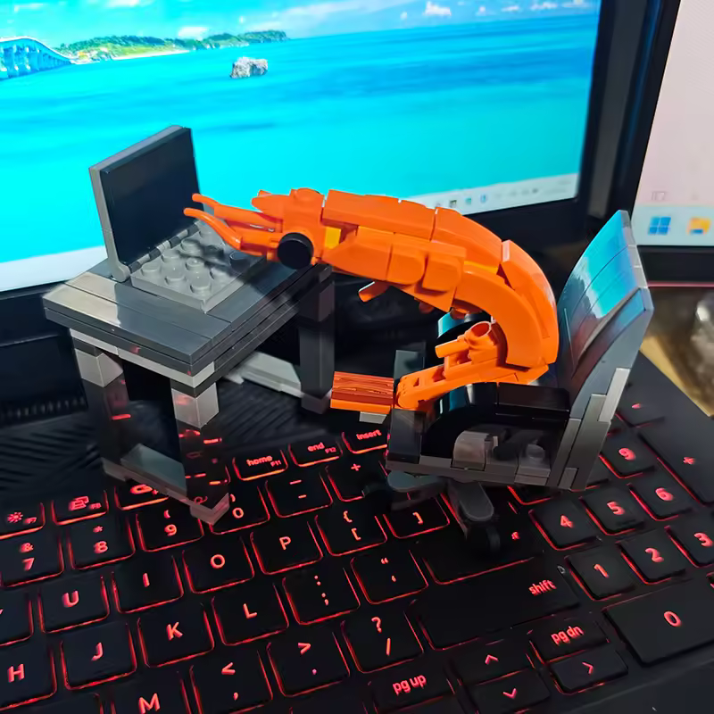MOC Building block shrimp model figurines, puzzle assembly, boys and girls randomly mixing, Internet celebrity creative parodies - Image 6