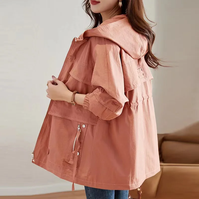 Trench Coat Women 2024 New Spring Autumn Korean Mid Long Loose Women Overcoat Windbreaker Female Outerwear Basic Coat Lining