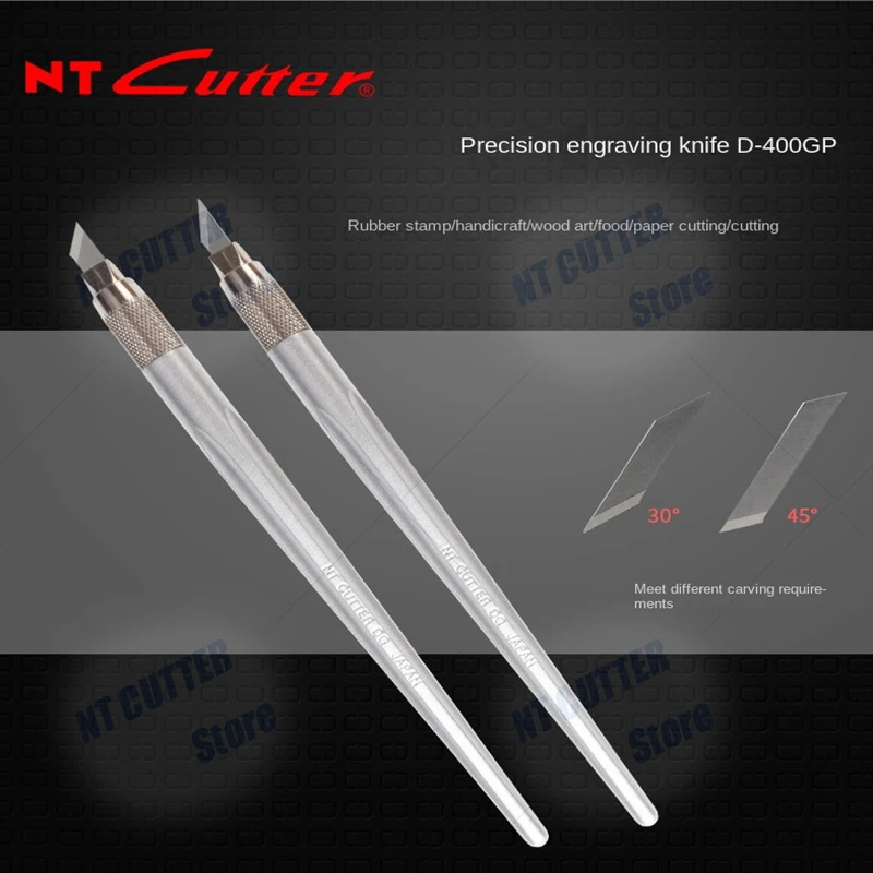 Japan's original NT Cutter D400GP can be used with 30 degree/45 degree blades, rubber stamp engraving knife, washed all-metal engraving pen knife, seal engraving, paper carving, leather model, film utility knife