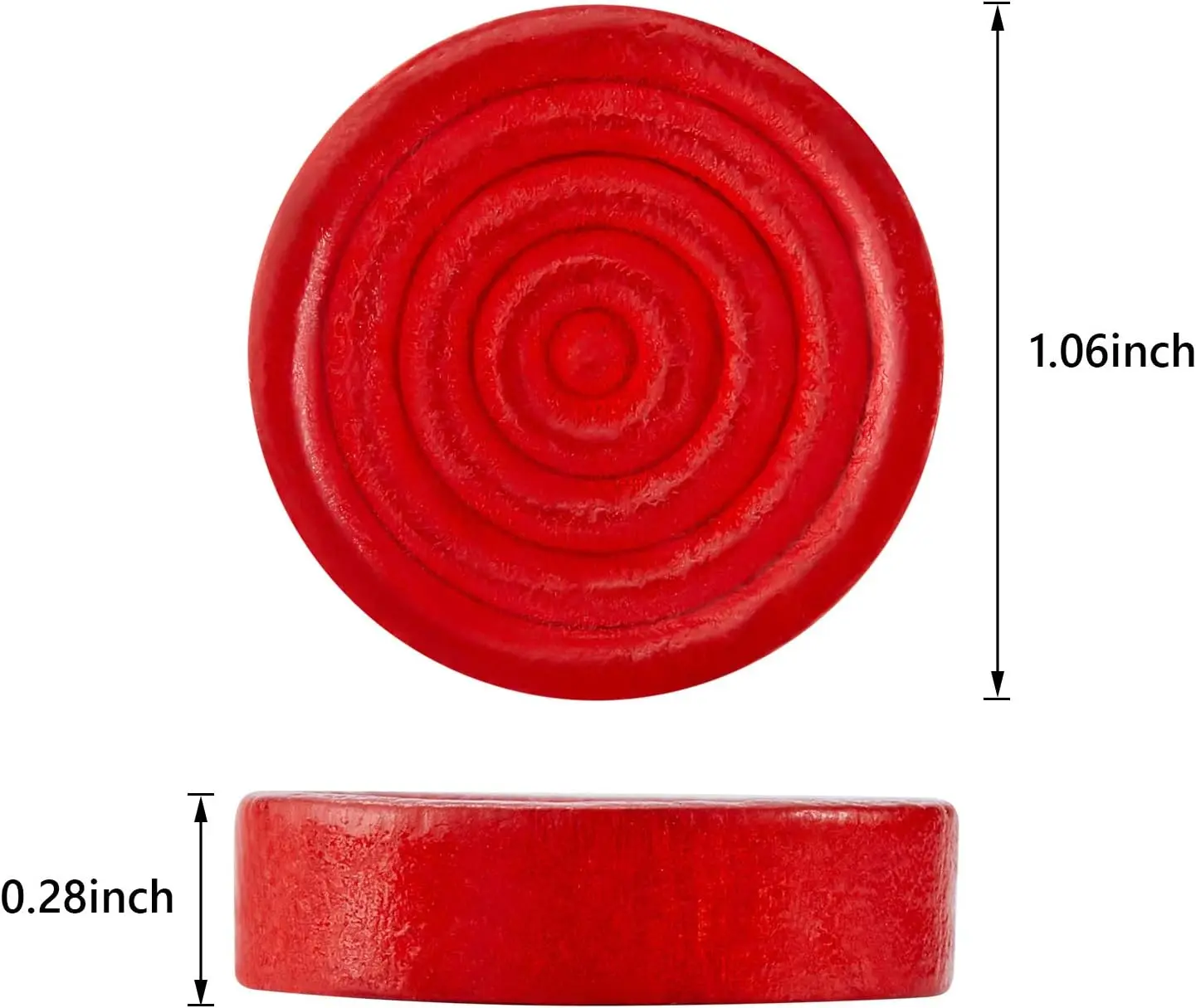 24ピース木製チェッカーセット、1.06フィートの赤と黒の積み重ね可能なピース、巾着ポーチ付き