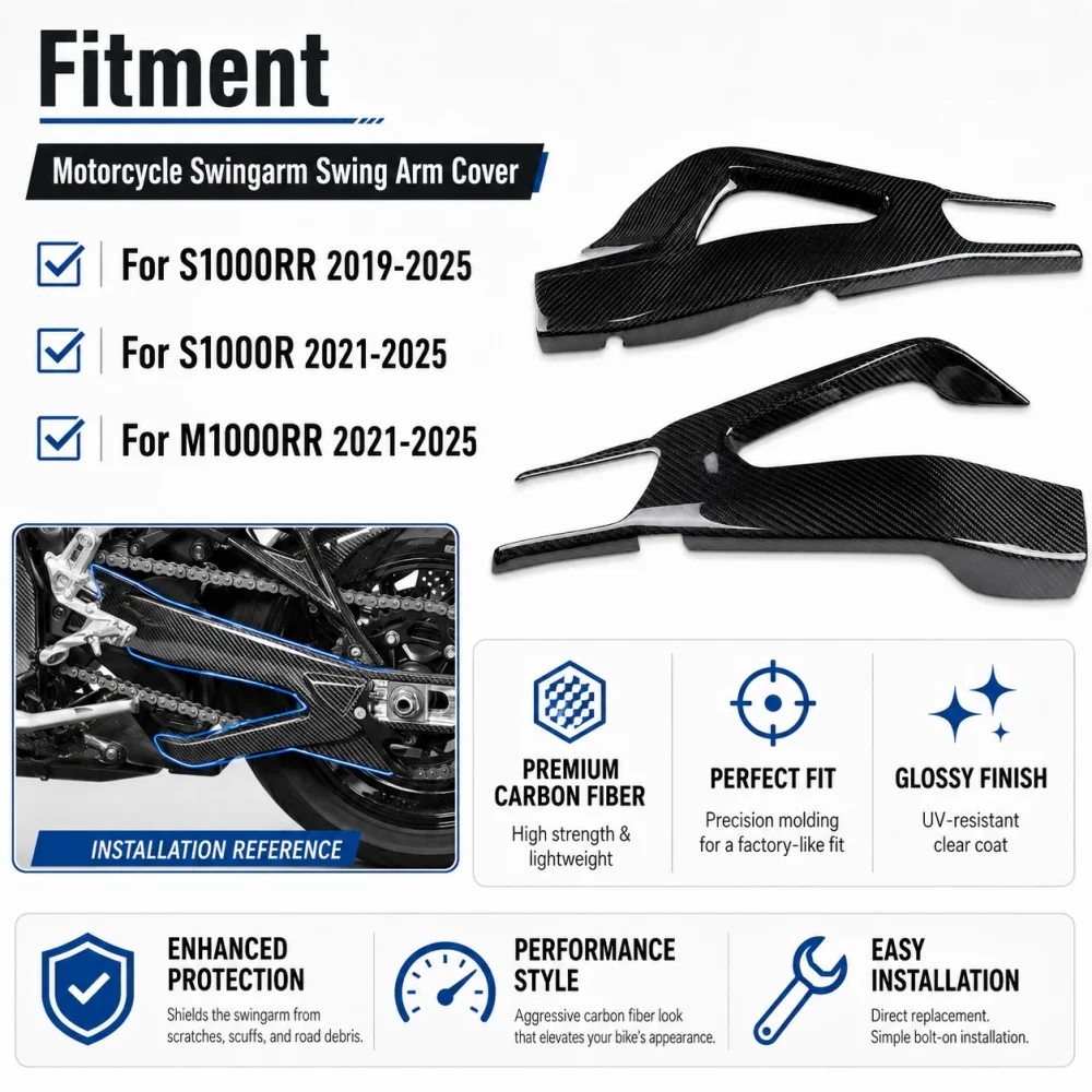 For BMW S1000RR 2025 Carbon Fiber Motorcycle Accessories Swingarm Swing Arm Cover Parts Kits 100% Carbon Fiber S1000RR 2025