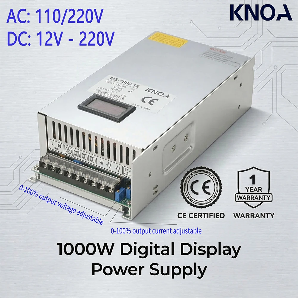 1000W Adjustable Power Supply SMPS AC 110V 220V To DC 12V 13.8V 15V 24V 36V 48V 68V 72V 150V 200V Digital Display Power Supply