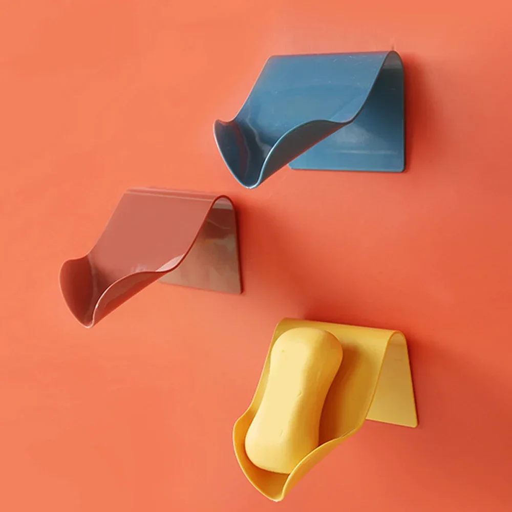 New Creative Soap Dish Self Adhesive Wall Mounted Soap Rack Multifunctional Bathroom Supplies Solid Drain Soap Holders