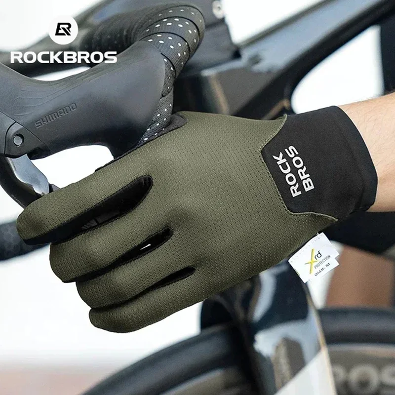 

ROCKBROS Cycling Gloves Full Finger Touch Screen Men Women Spring Autumn Bicycle Gloves PORON XRD Breathable Gloves Motorcycle