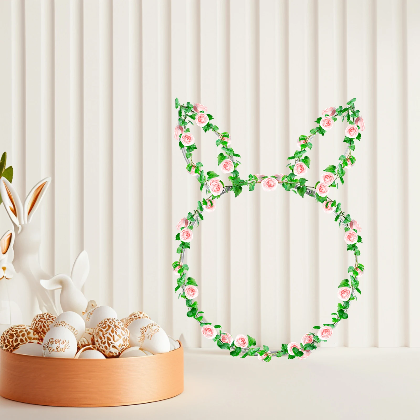

Fashionable and Generous Rabbit Head Hoop Bunny Wire Wreath Frame Iron Form Easter Metal Ring