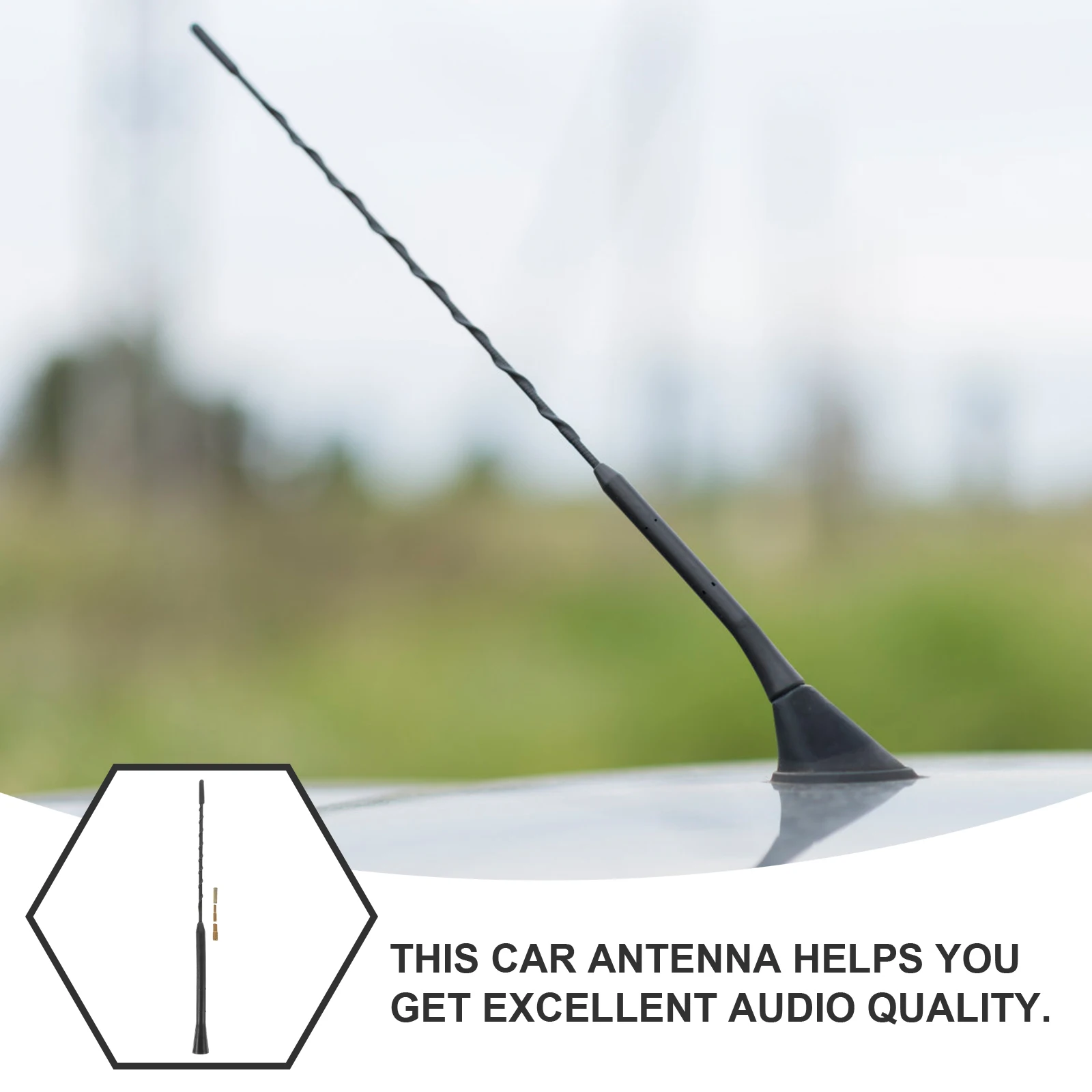

11 Inch Car Roof Antenna FM Signal Zinc Alloy 3 Screws Vehicle Mount Aerial Car Antenna Accessories Automotive