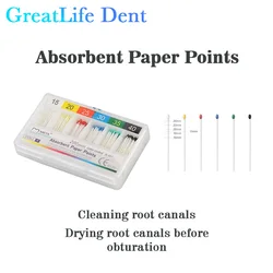 GreatLife Dent 10packs/lot Tips Taper 0.2/0.4/0.6 Size 15/20/25/30/35/40 Dental Root Endodontics Moisture Absorbent Paper Points