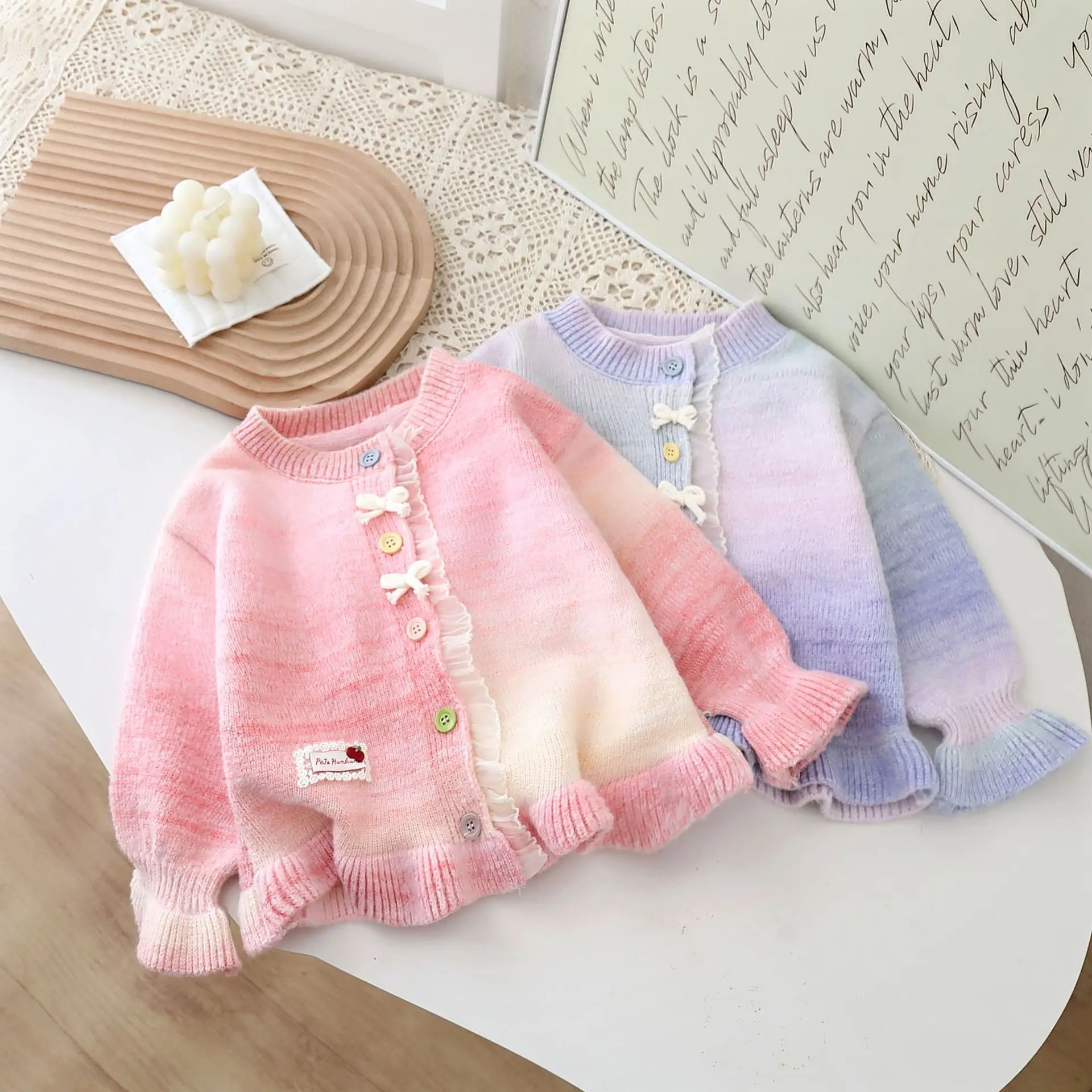Baby Toddler Girl Knit Sweater Ruffle Cardigan with Bow Soft Long Sleeve Jacket Warm for Girls Clothes Kids 1–6Y Autumn Winter