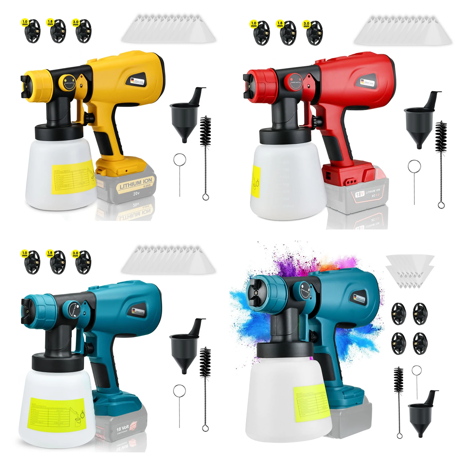 Pistola Elétrica para Milwaukee Dewalt Makita Bosch 18v 20v Li-ion Battery Móveis Auto Revestimento Airbrush Pintura Pulverizador