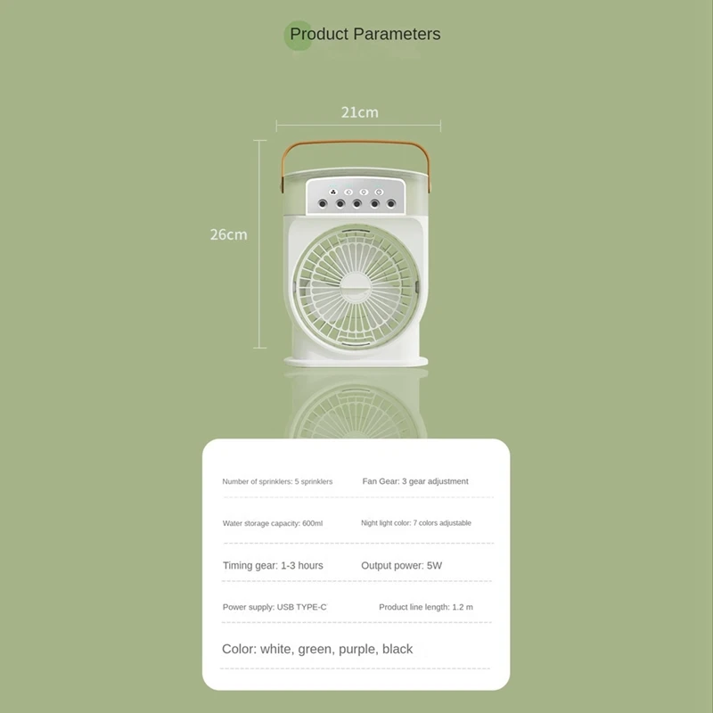 Eas-Klimaanlage Lüfter USB persönlichen Luftkühler Mini Luftbe feuchter Nebel ventilator mit 7 Farben LED-Leuchten tragbaren Lüfter