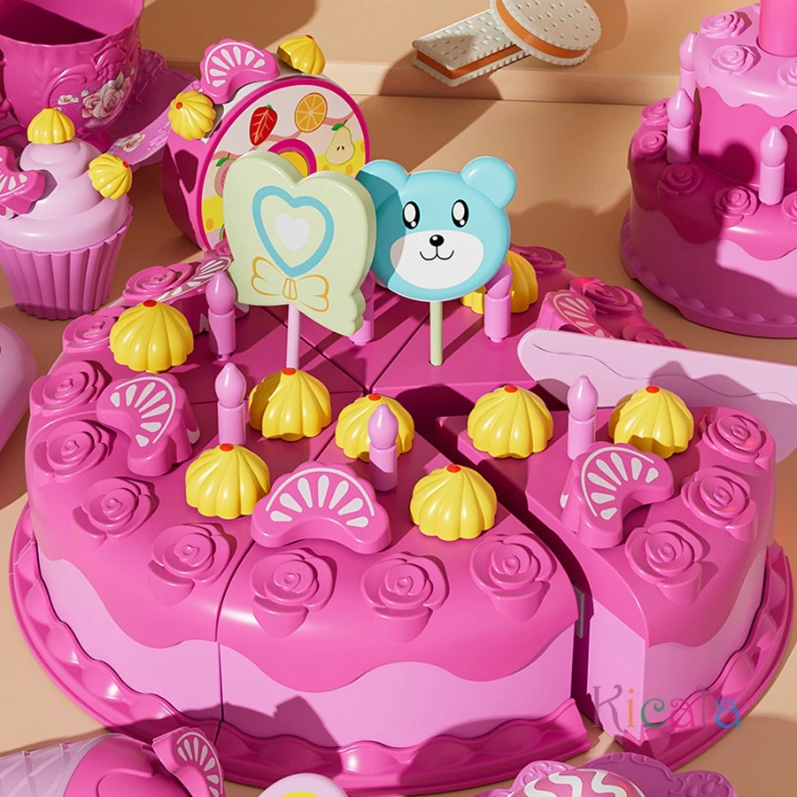 Casa de juegos, juguetes para cortar pasteles de cumpleaños, simulación de juego, vela que sopla, postre, fruta, juguete DIY, regalo de cumpleaños perfecto para Año Nuevo
