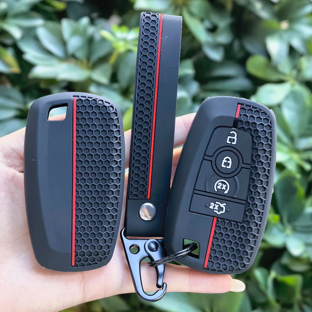 Fob Car Key Case Cover Silicone Keychain Holder Accessories for Ford Mondeo Focus Escort Edge Escape Fiesta for Lincoln Aviator
