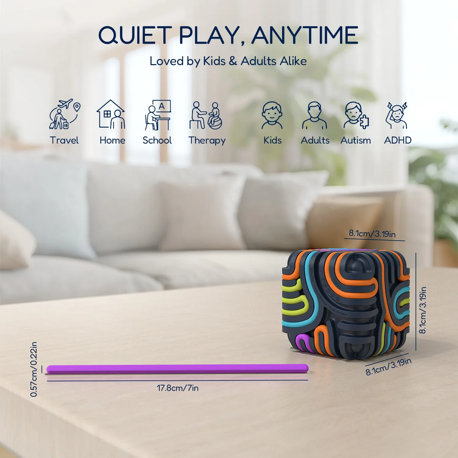 Placa de atividade sensorial 3d, brinquedos sensoriais anti-stress para crianças tdah autismo antiestresse, cubo de silicone portátil