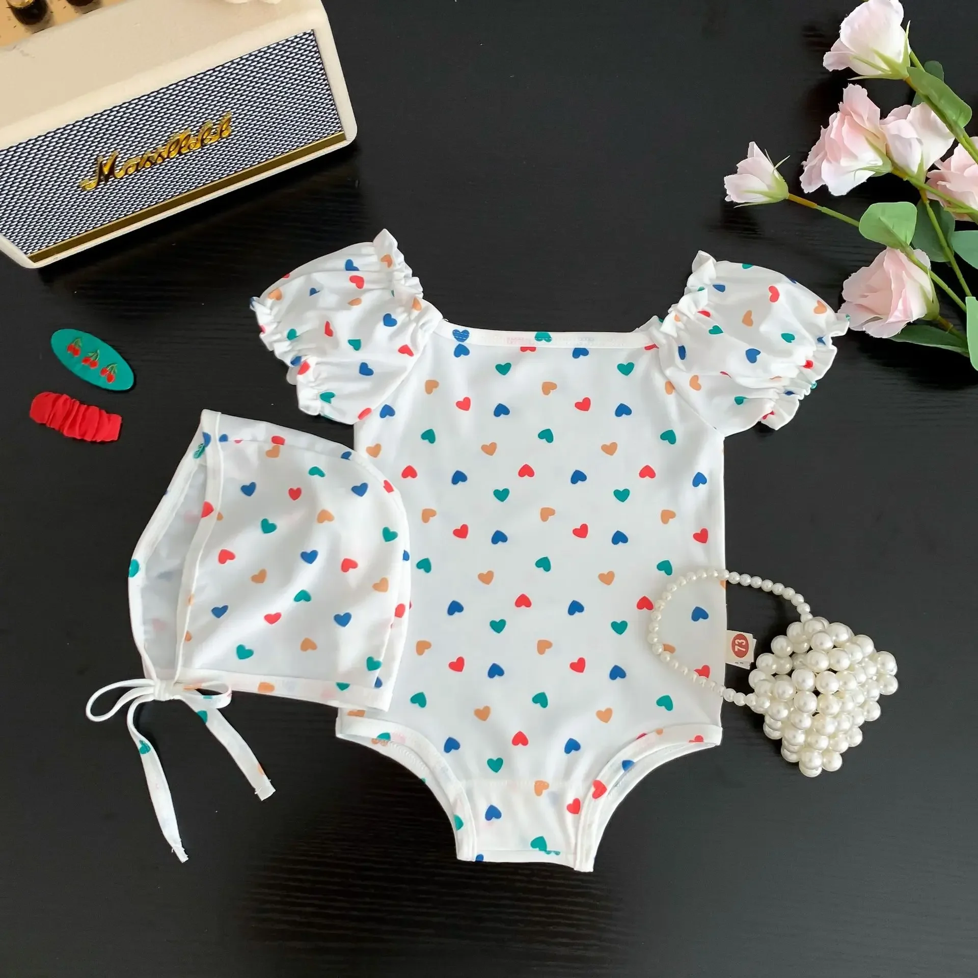 ZOETOPKID 2-teiliges Set Sommer-Baby-Badeanzug mit Schwimmkappe, Einteiliger Badeanzug für Mädchen, Schnelltrocknender Strand-Badeanzug für Draußen – Detail 9