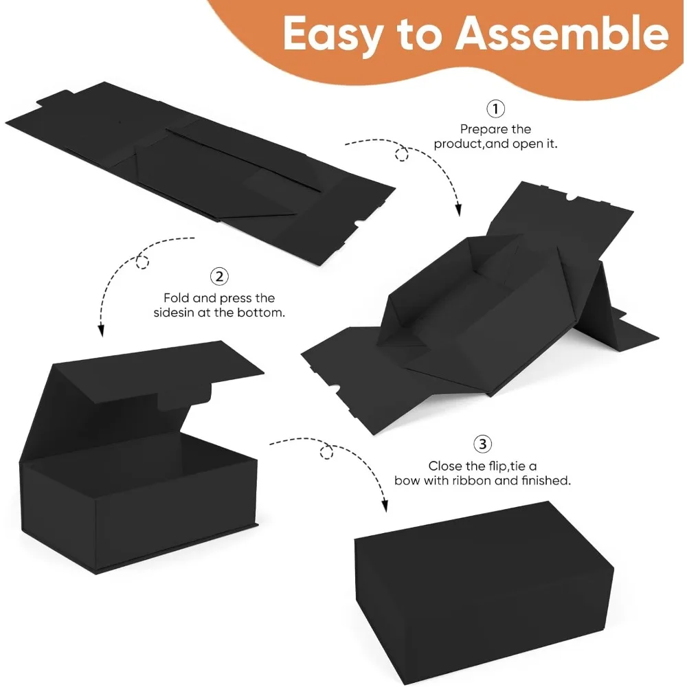 علب هدايا مع أغطية للهدايا، صناديق سوداء مقاس 9.8 × 5.9 × 3.4 بوصة للهدايا، صندوق اقتراح رفقاء العريس لحفلات الزفاف، عيد الميلاد #3