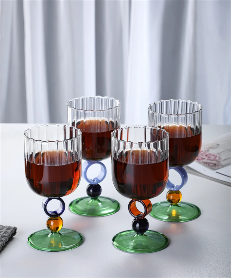 European Transparent High Borosilicate Glass, Creative Ring Vertical Pattern Coffee Cup, Household Tall Cups