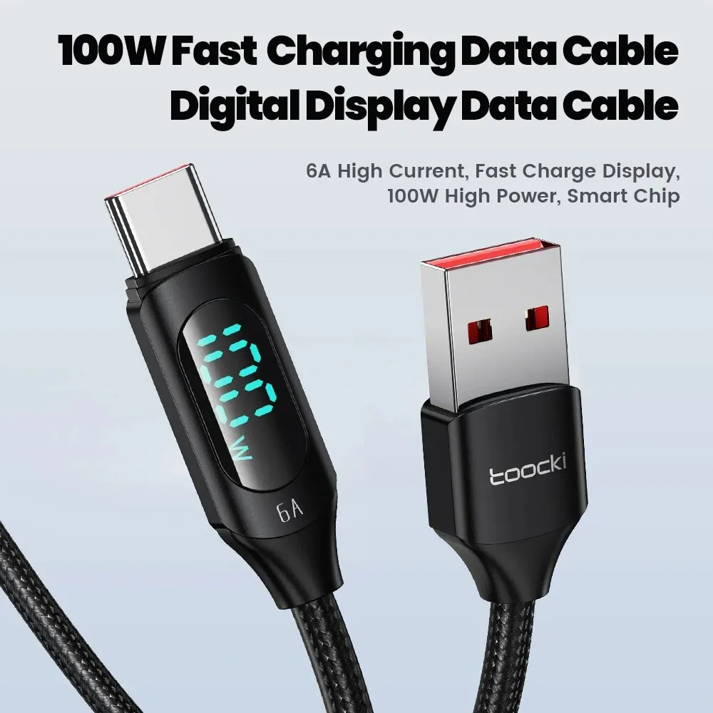 Toocki 100 واط USB نوع C كابل لهواوي الشرف Xiaomi سامسونج سوبر شحن شحن سريع USB C شاحن كابل بيانات سلك الحبل 1 متر 2 متر