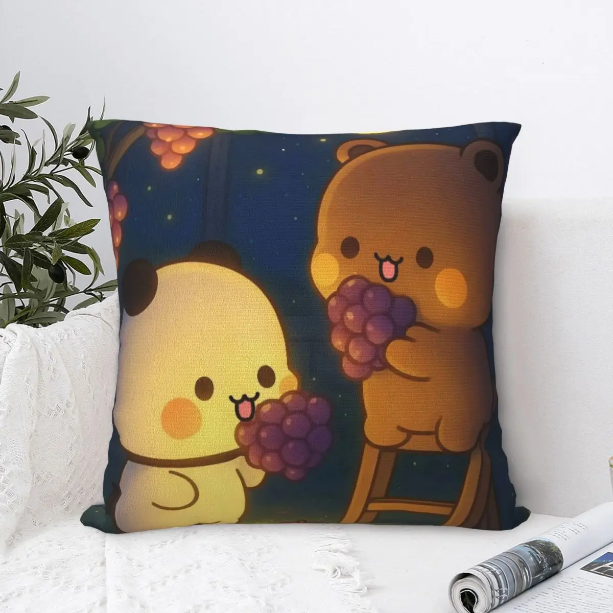 Pillow Case Bubu & Dudu Picking Grapes Polyester Pillow Cover Novelty Cushion Cover Custom Pillowcases For Sofa Home Decorative