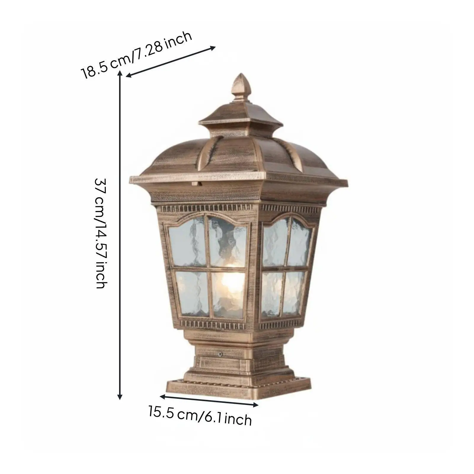 Waterproof Outdoor Pillar Lamp Die-cast Lantern for Home Exterior Garden Lighting on Fence and Path