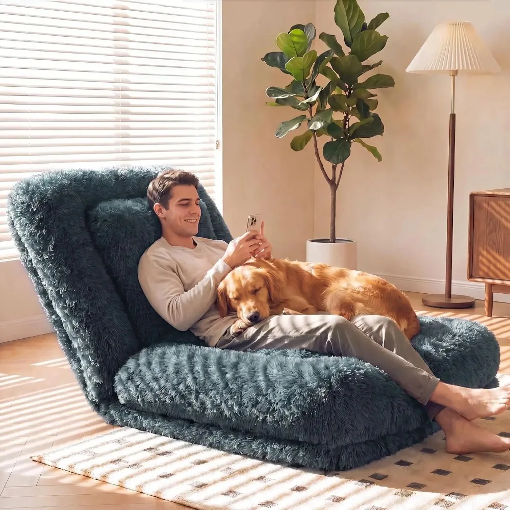 Human Dog Bed Adjustable, Foldable Human Dog Bed for Adult & Pets | Plush Cotton Human Dog Bed, Upholstered Big Bean, Custom