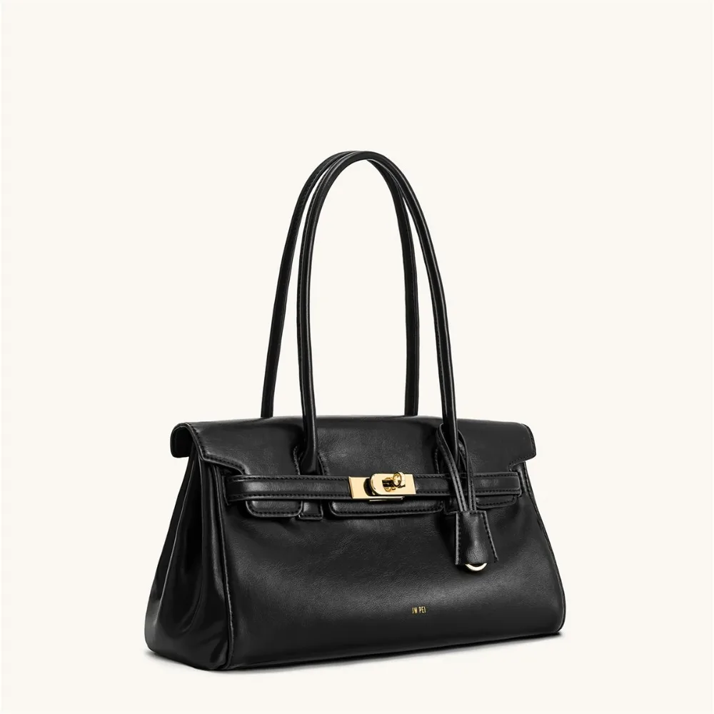 JW PEI يارا حقيبة يد للنساء حمل حقيبة جلد نباتي أسود مصمم حقيبة كتف للعمل التنقل اليومي Pures 2025 جديد #2