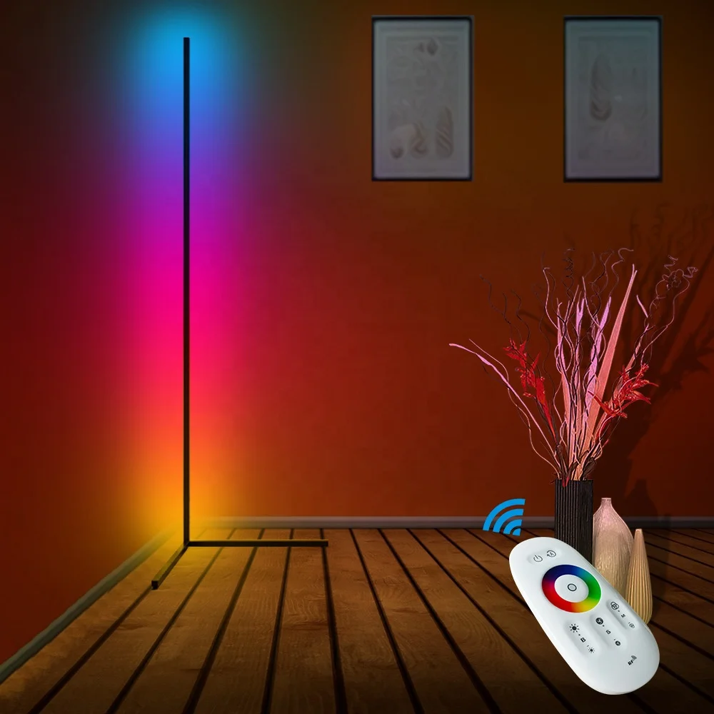 App Control Smart Corner Standing Modern Led Floor Lamp Rgb Floor Light, Dimmable Led Floor