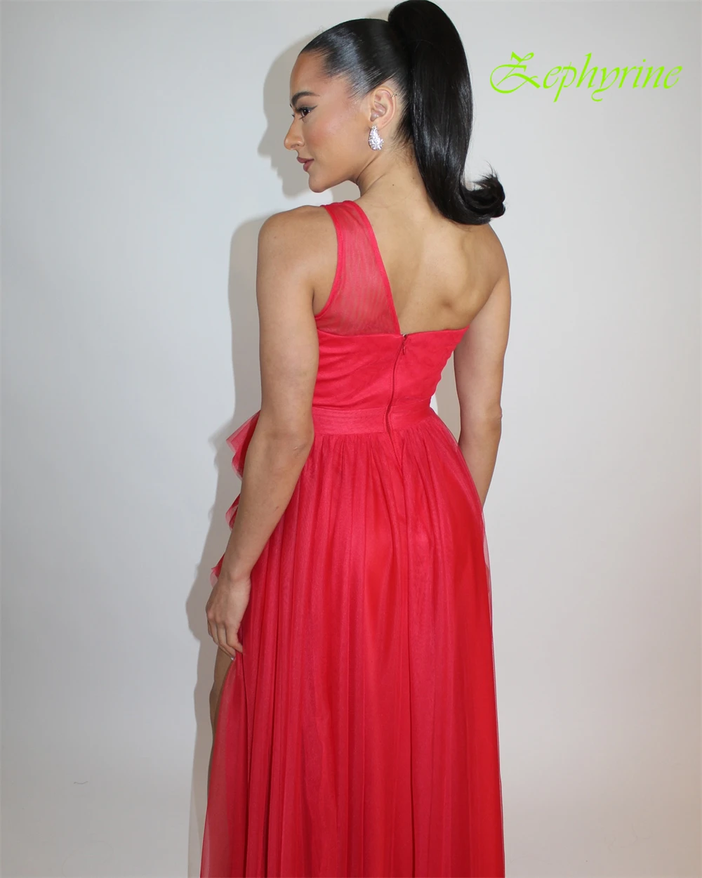 Vestido de noche sin mangas de gasa con un hombro, Sexy, personalizado, con temperamento, corte en A, vestidos de fiesta elegantes con cremallera en la espalda