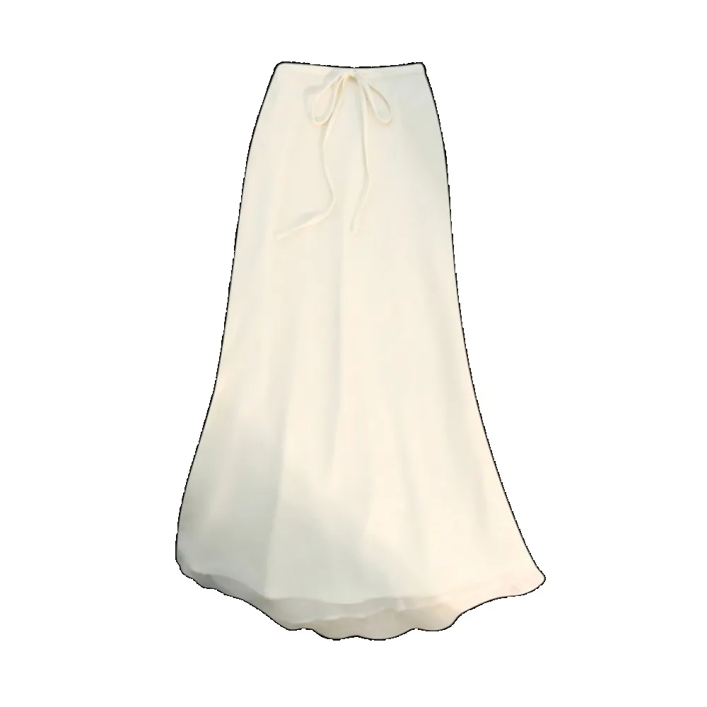 Summer Simple Fashion Casual Versatile Skirt Women's High Waist and Thin Temperament Drawstring Strap Fishtail Long Skirt