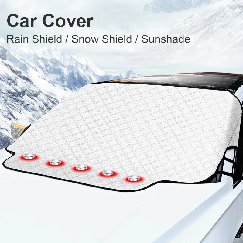

Car Sun Shade Magnetic Windshield Cover - Universal Front Window Sunshield for Summer & Winter, Easy Install & Heat Shield