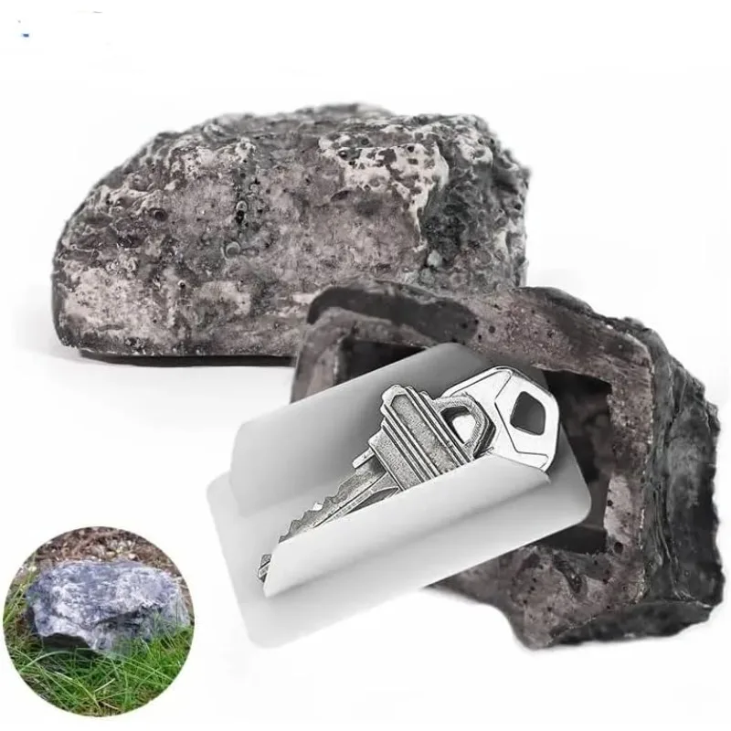 Garden Key Storage Box Outdoor Hidden Doorstep Simulated Small Stone Waterproof Durable for Spare Keys Discreet Rock Shape