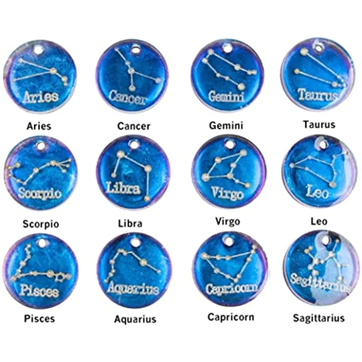 12 Zodiac Constellation Resin Molds, Round Zodiac Sign Epoxy Resin Molds for Jewelry Making DIY Craft