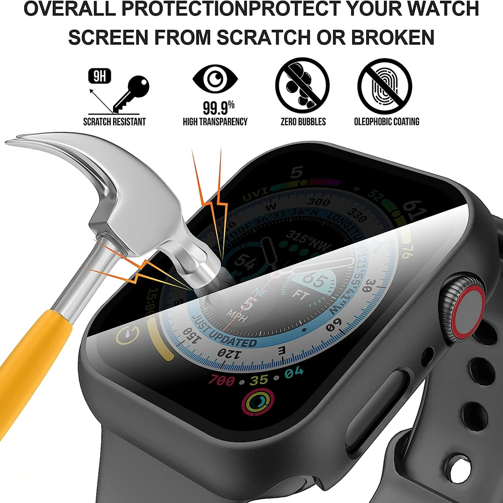 

Screen Protector For Apple Watch 4mm 40mm 41mm 45mm 42mm 38mm iWatch Privacy-proof tempered case iwatch series Ultra 9 8 7 6 SE