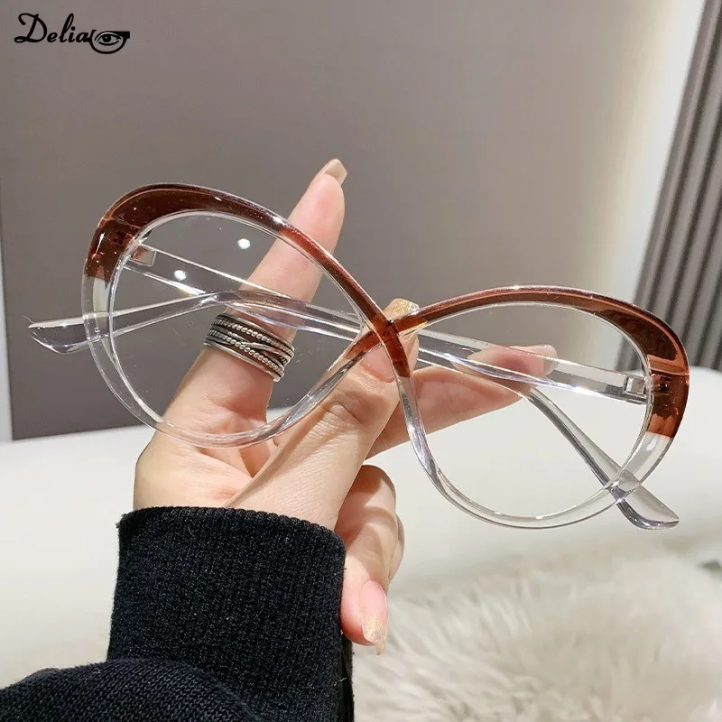 2024 New Curve Design Anti-Blue Light Glasses Women Oversized Optical Frame Eye Protection Eyeglasses Office Computer Goggles