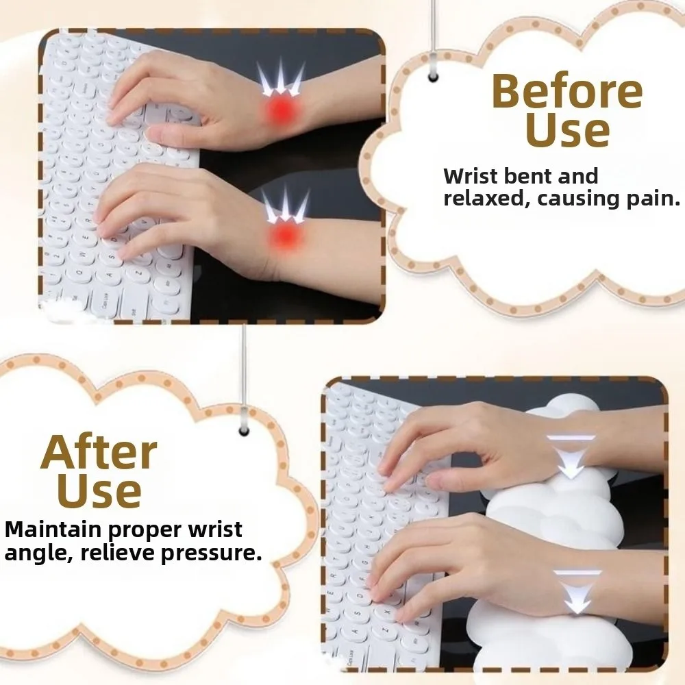 Alas Penyangga Pergelangan Tangan Keyboard Kulit PU Anti Aus, Bantalan Mouse Ergonomis Anti Selip, Alas Mouse Cloud Lembut Nyaman, Pelindung Sandaran Mouse